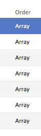 order entries field showing array